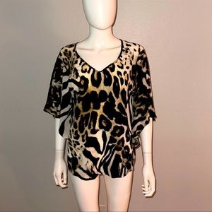 Camilla x Intermix leopard print silk batwing boho hippie top blouse XS/S